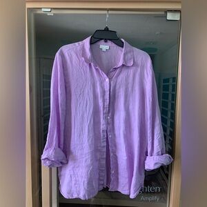 J. Jill Purple Button Down Shirt Love Linen